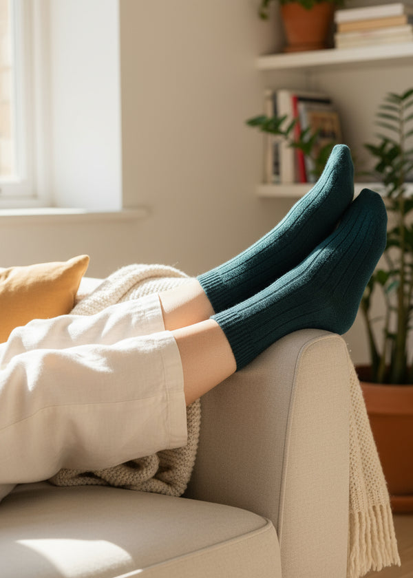 West of Ireland Cashmere Mix Socks | Petrol