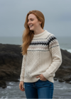 Ladies Slim-Fit Aran Fairisle Sweater | Natual