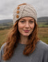 Aran-Stirnband mit Knöpfen für Damen | Haferflockenfarben