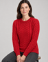 Women's Slim-Fit Aran Sweater - 100% Merino Wool | Red