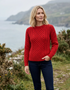 Women's Slim-Fit Aran Sweater - 100% Merino Wool | Red