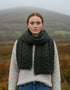 Chunky Cable Knit Aran Scarf | Green