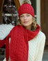 Chunky Cable Knit Aran Scarf - Cherry