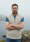 Men's Aran Zip Gilet | Oatmeal