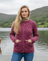 Aran Lace Style Lumber Cardigan | Magenta
