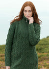 Aran Troyer Neck Zip Coat | Army Nep