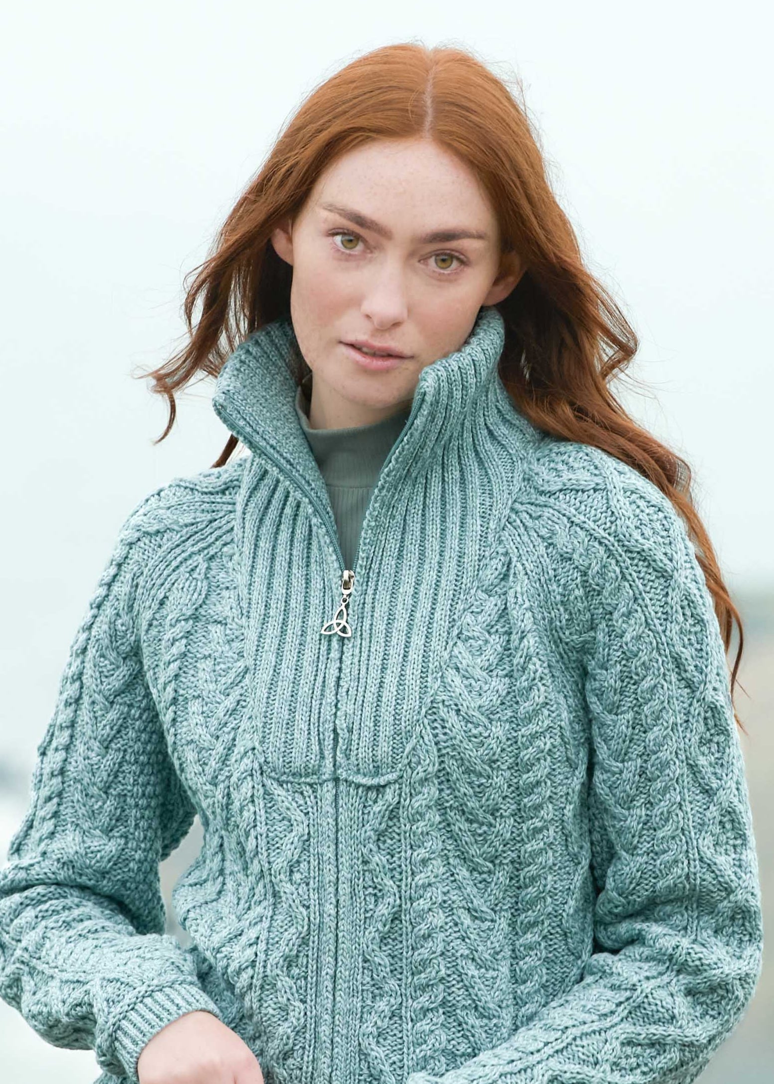 Aran Troyer Neck Zip Coat | Mermaid