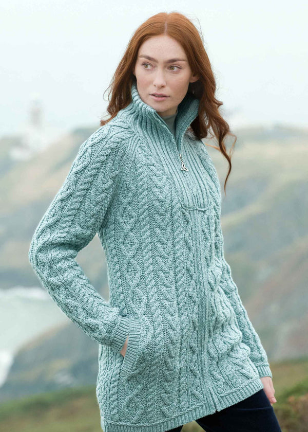 Aran Troyer Neck Zip Coat | Mermaid