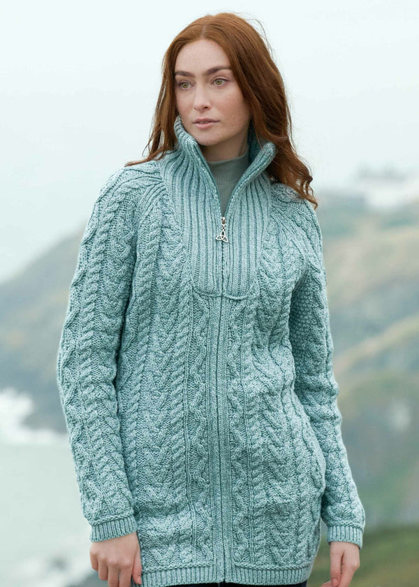 Aran Troyer Neck Zip Coat | Mermaid