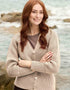 Women's Aran Ribbed Button V Neck Cardigan | Parsnip