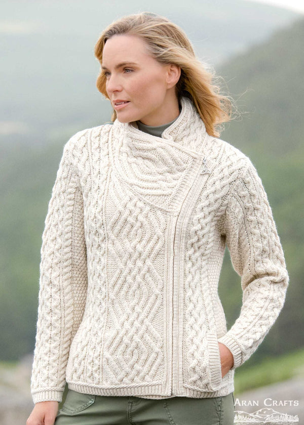 Aran Irish Cable Knit Side Zip Jacket