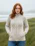 Aran Crafts Plated Zip Cardigan | Oatmeal