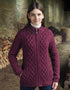 Aran Crafts Plated Zip Cardigan Purple | Merino Wool Irish Knitwear