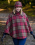 Mucros Poncho | Red Check Wool Tweed