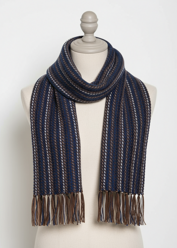 Mucros Alpaca Scarf | Navy Blue Brown