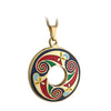 Gold Plated Celtic Enamel Round Pendant