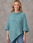 Poncho col roulé en laine mérinos Aran | Aqua | Tricots héritage haut de gamme
