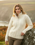 Aran Double Collar Trinity Cardigan Natural Cream | 100% Merino Wool | Irish Knitwear