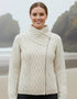 Irish Aran Cardigan with Side Zip | 100% Merino Wool | Natural