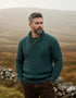 Aran Bunratty Shawl Collar Sweater | Peacock Blue