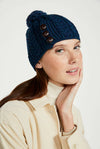 Aran Button Beanie Hat