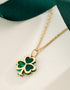 10K Gold Malachite Shamrock Pendant