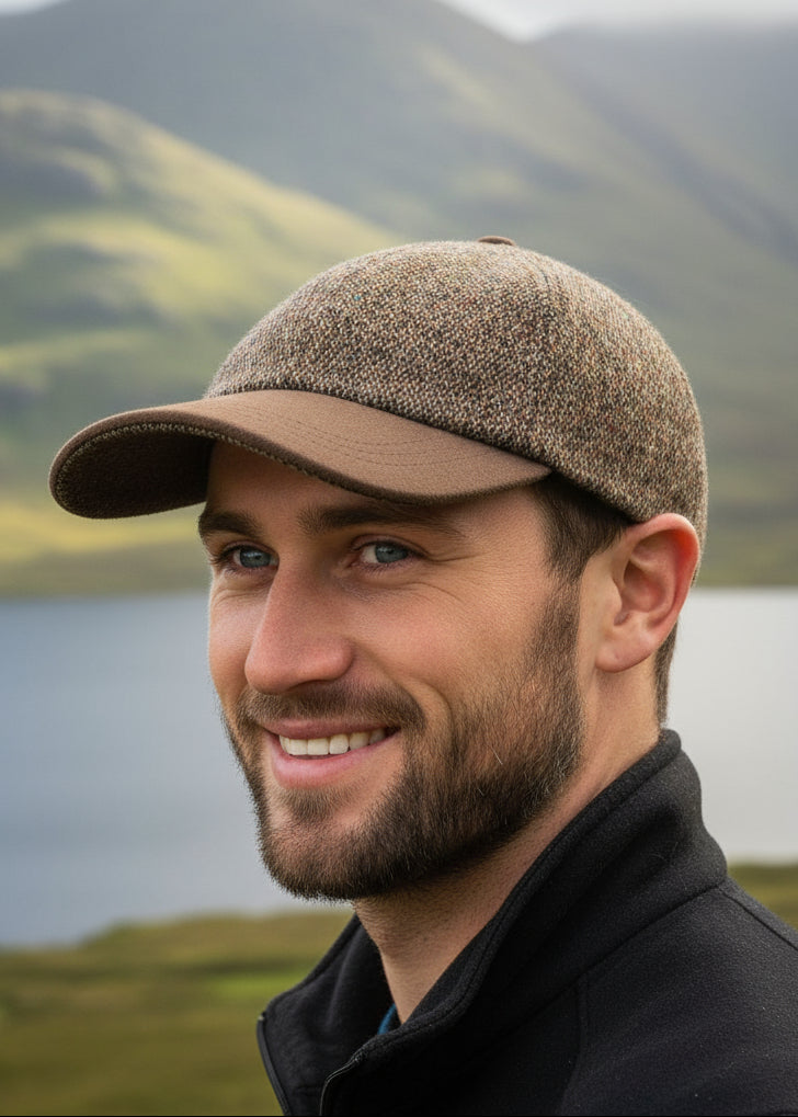 Donegal tweed salt and pepper baseball hat