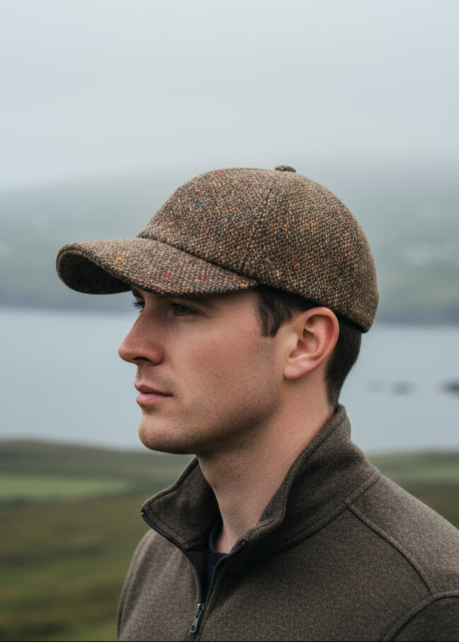 Irish Tweed Baseball Cap | Brown Salt & Pepper