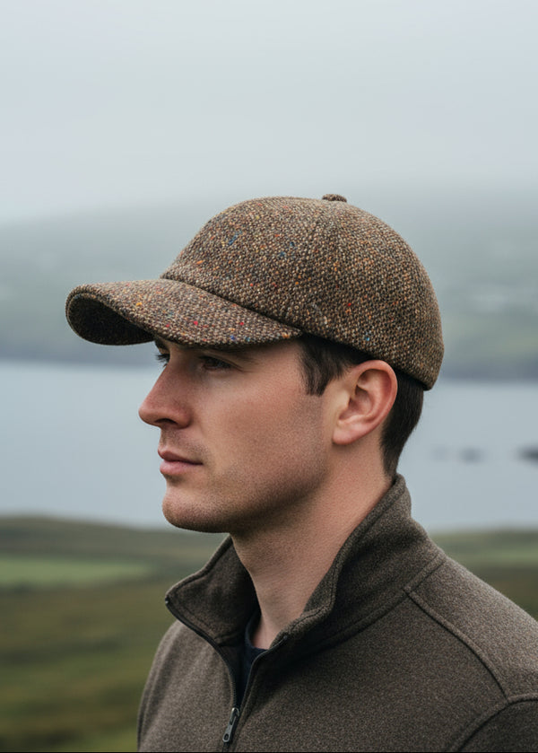 Irish Tweed Baseball Cap | Brown Salt & Pepper