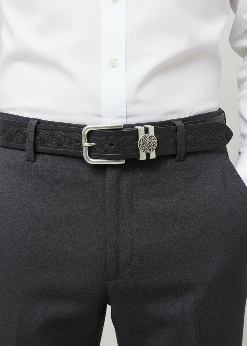 Lee River Leather Tonn Celtic Wave Belt Black