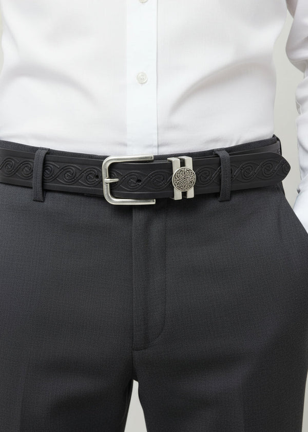 Lee River Leather Tonn Celtic Wave Belt Black