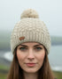 Erin Aran Cable Blackberry Bobble Hat | Oatmeal