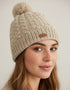 Erin Aran Cable Blackberry Bobble Hat | Oatmeal