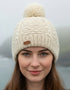 Erin Aran Cable Blackberry Bobble Hat | Natural