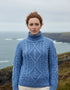 Irish Aran Turtleneck Sweater - 100% Merino Wool | Blue