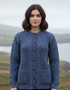 Women's Aran Lumber Cardigan - 100% Merino Wool | Denim Marl