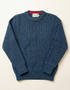 Men's Fisherman Rib Crew Neck Merino Wool Sweater | Ocean - Clearance