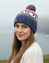Erin Pink Blue Aran Sheep Bobble Hat