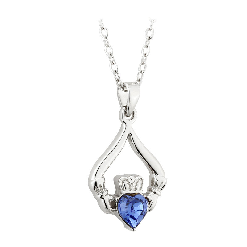 Birthstone Claddagh Necklace - 12 Months