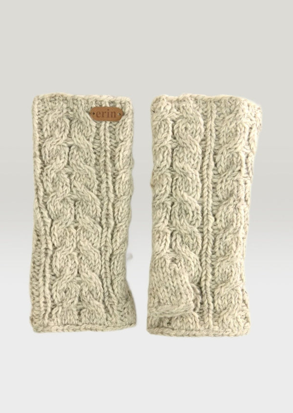 Aran Cable Handwarmers - Oatmeal