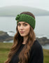 Erin Aran Cable Knitted Wool Flower Headband | Green
