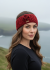Erin Aran Cable Knitted Wool Flower Headband | Red