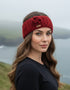 Erin Aran Cable Knitted Wool Flower Headband | Red