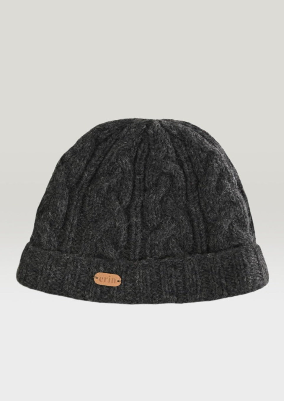 Erin Aran Cable Turnup Hat | Charcoal