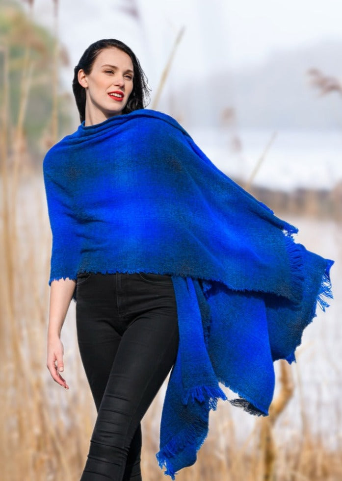 Celtic Ruana Lambswool Wrap | Blue