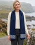 Écharpe en laine mérinos au motif celtique Aran | Bleu bleu profond