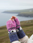 Erin Aran Sheep Handwarmers | Blue & Pink