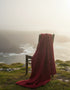 Supersoft Merino Wool Aran Cable Throw Blanket | Vermont Red