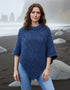 Aran Merino Wool Cowl Poncho | Denim Marl