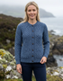 Women's Aran Lumber Cardigan - 100% Merino Wool | Denim Marl